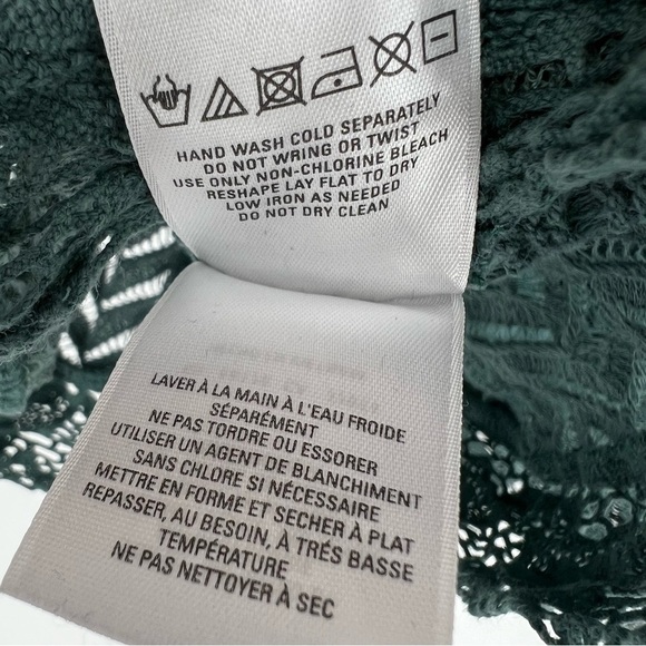 Meadow Rue Anthropologie Green Lace Boho Crochet Fray Tank Top knit Blouse Small - Picture 7 of 11